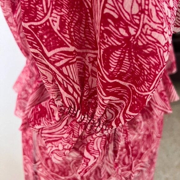 Ted Baker floral print sheer ruffle maxi dress size 1 - Picture 4 of 7